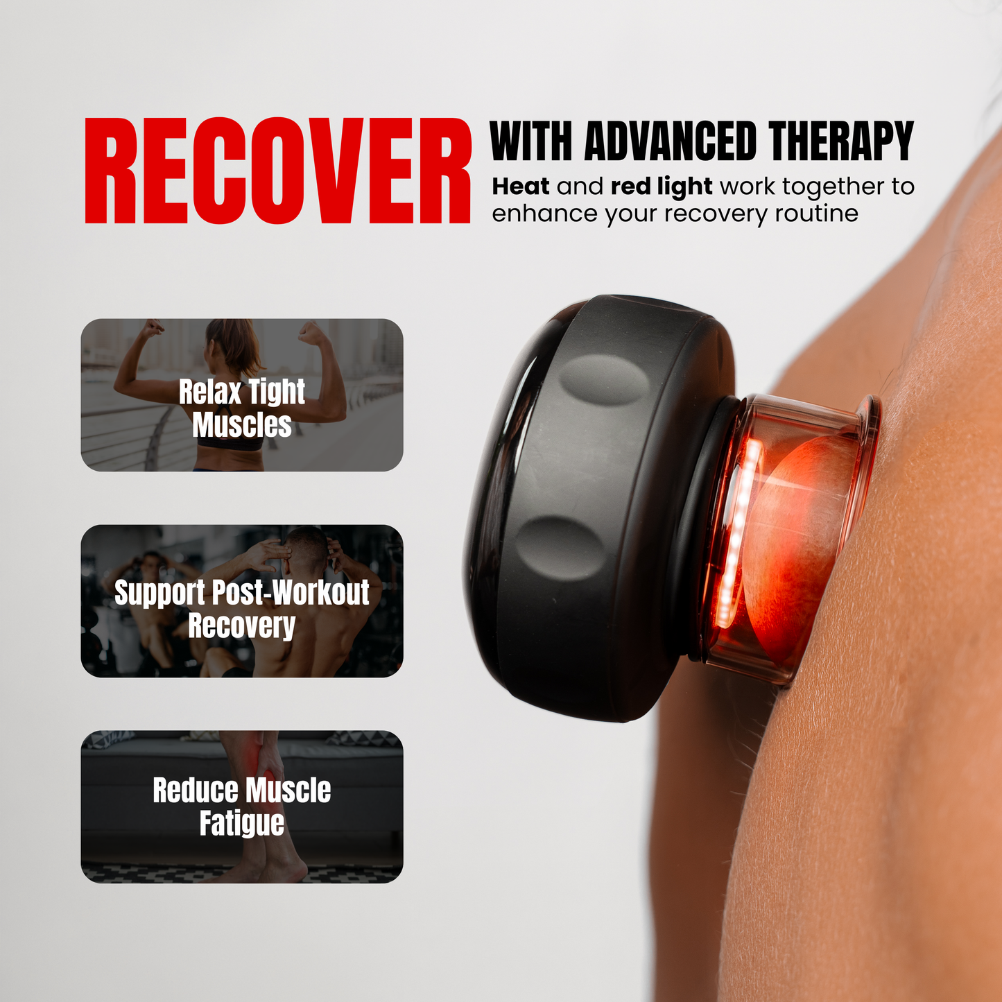 AROWELL Smart Cupping Therapy Massager with Red Light Heat, 12 Levels