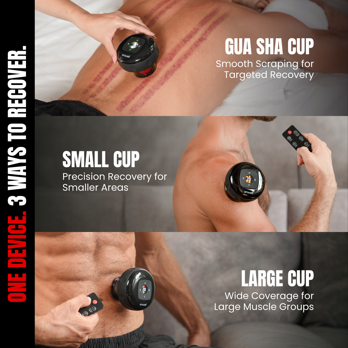 AROWELL Smart Cupping Therapy Massager with Red Light Heat, 12 Levels